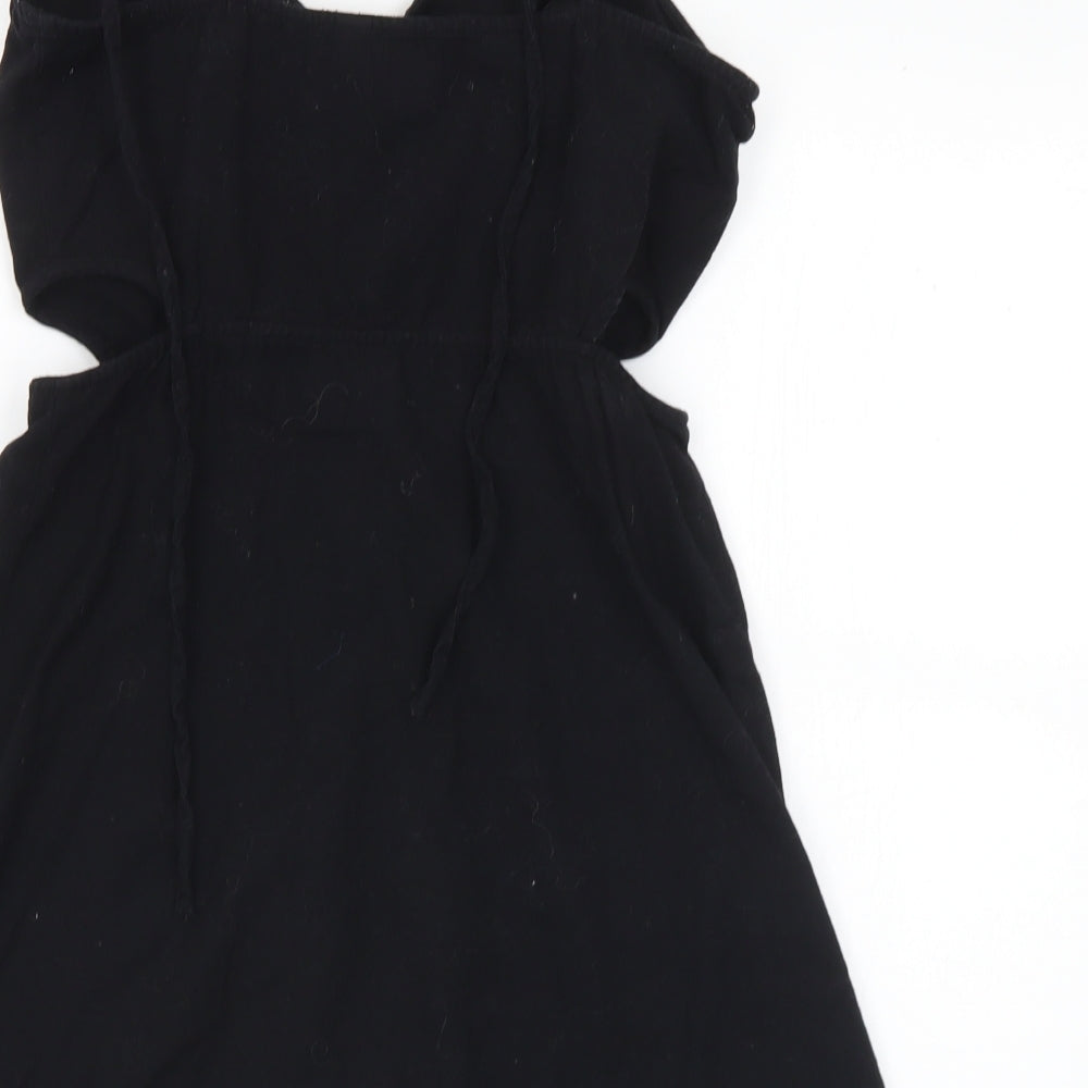 ASOS Womens Black Cotton Tunic Button-Up Size 10 V-Neck