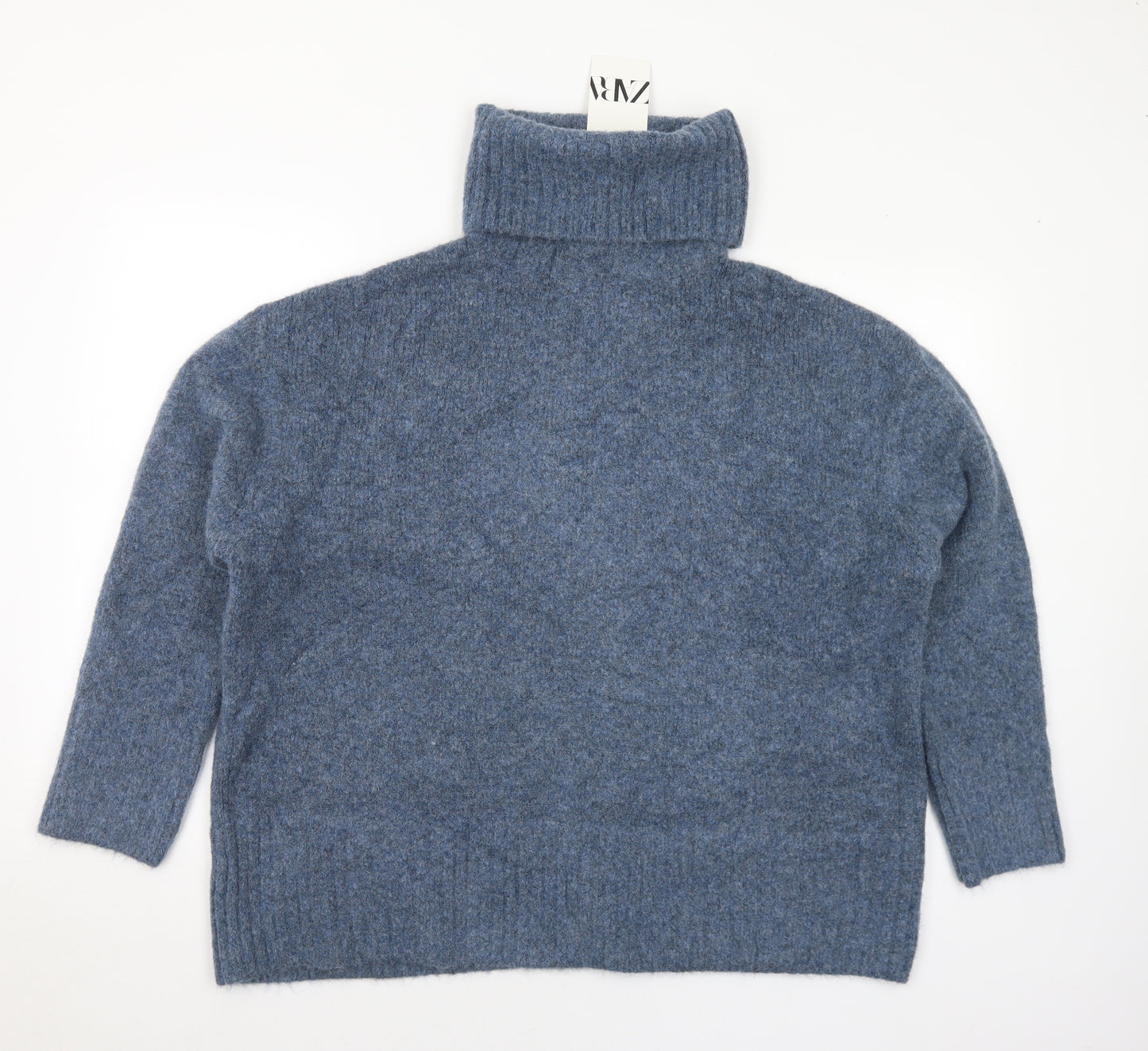Zara Womens Blue Roll Neck Acrylic Pullover Jumper Size M - M/L