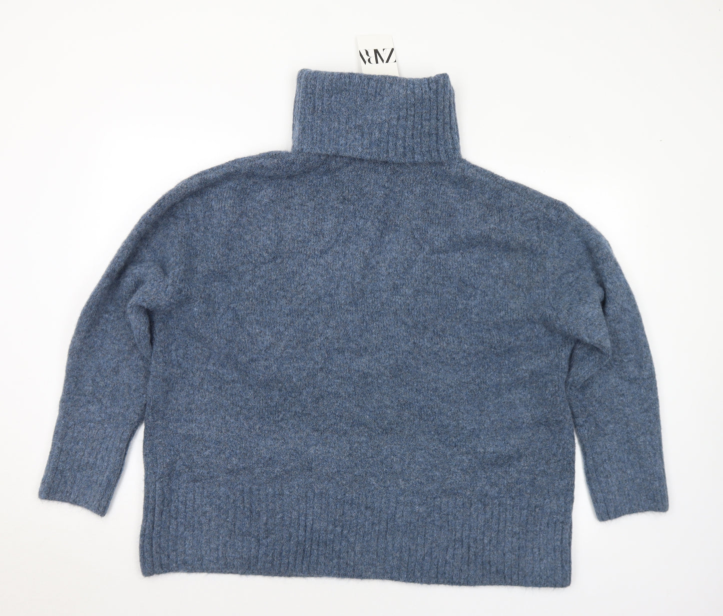 Zara Womens Blue Roll Neck Acrylic Pullover Jumper Size M - M/L