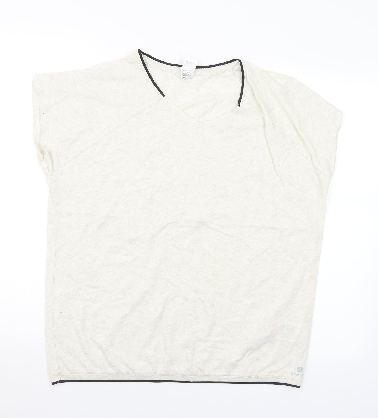 DECATHLON Mens Ivory Polyester T-Shirt Size L V-Neck