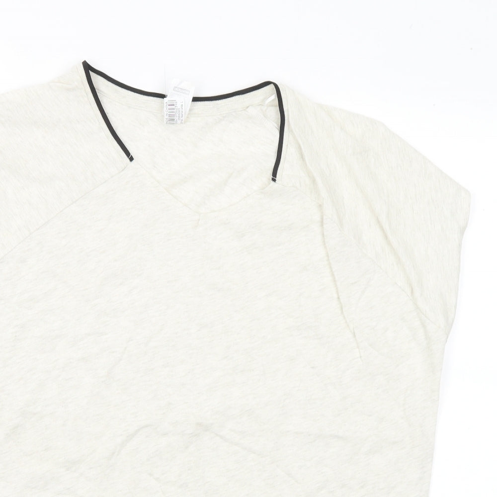 DECATHLON Mens Ivory Polyester T-Shirt Size L V-Neck