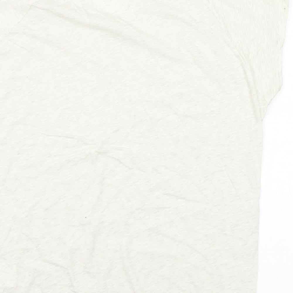 DECATHLON Mens Ivory Polyester T-Shirt Size L V-Neck