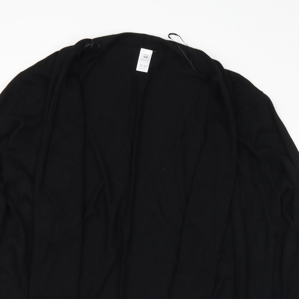 Clothing & Co Womens Black Collared Viscose Cardigan Jumper Size 22 - 22-24