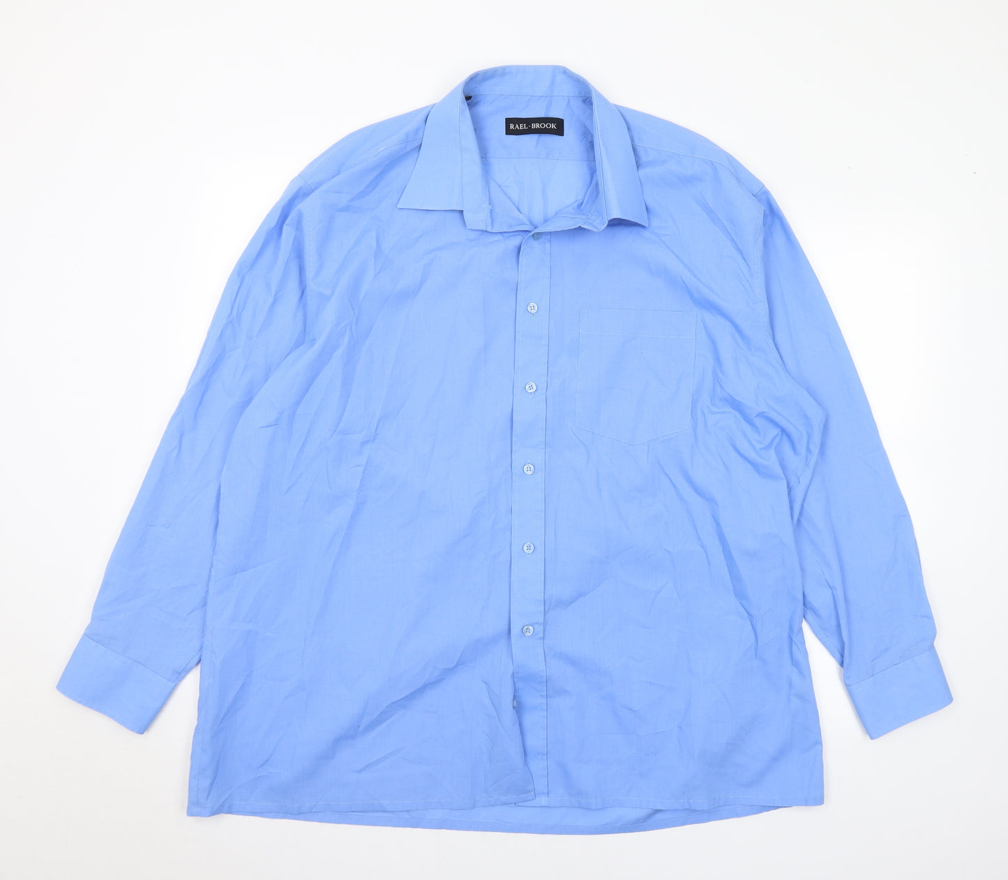 Rael Brook Mens Blue Polyester Dress Shirt Size 18 Collared Button