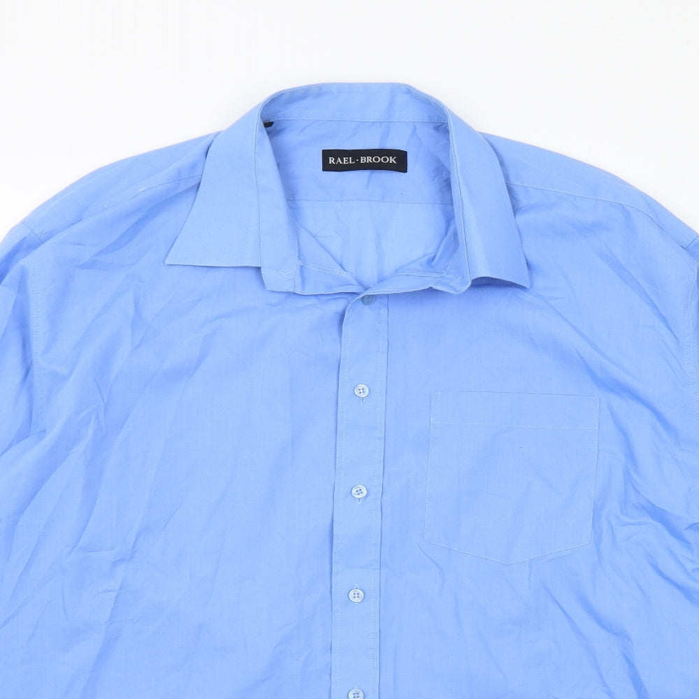 Rael Brook Mens Blue Polyester Dress Shirt Size 18 Collared Button