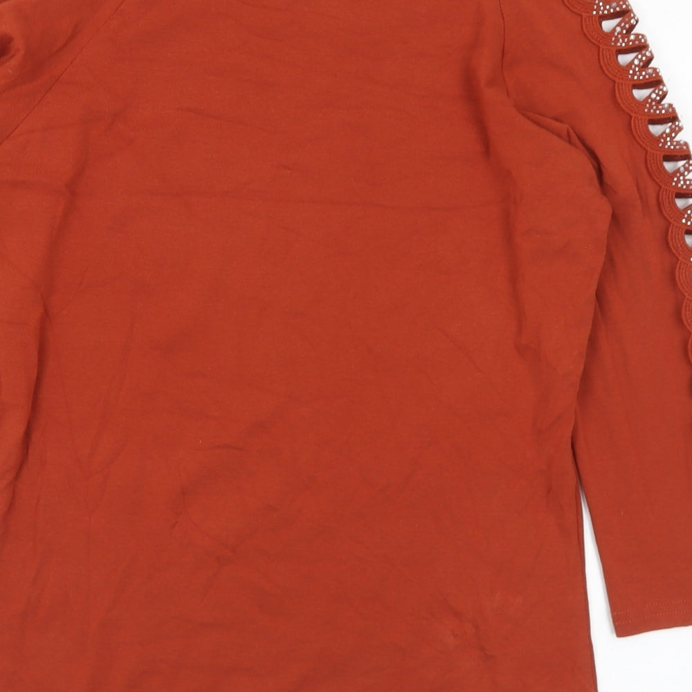 Preworn Womens Brown Polyester Basic T-Shirt Size M Round Neck