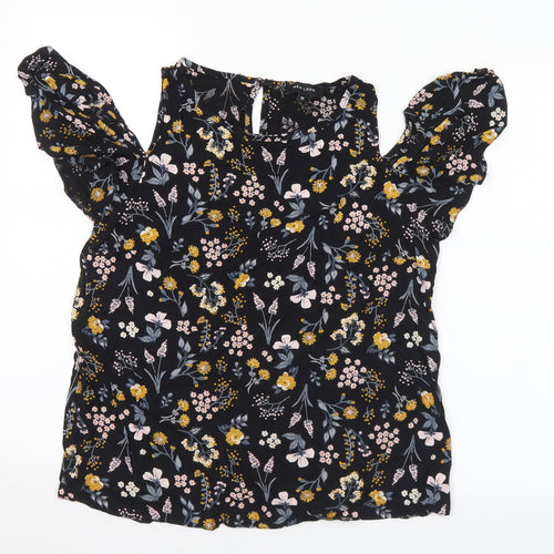 New Look Womens Multicoloured Floral Viscose Basic Blouse Size 12 Round Neck