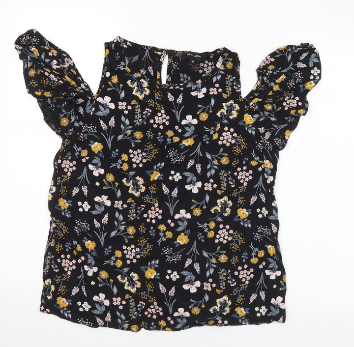 New Look Womens Multicoloured Floral Viscose Basic Blouse Size 12 Round Neck
