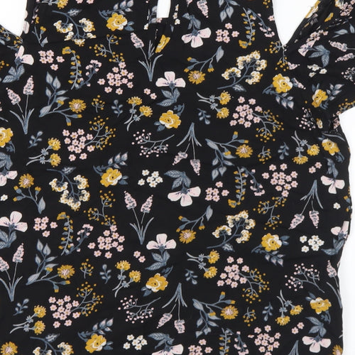 New Look Womens Multicoloured Floral Viscose Basic Blouse Size 12 Round Neck