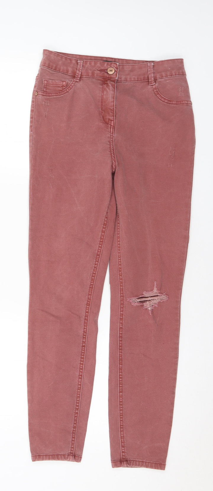 Denim Womens Red Cotton Skinny Jeans Size 10 L27 in Regular Button
