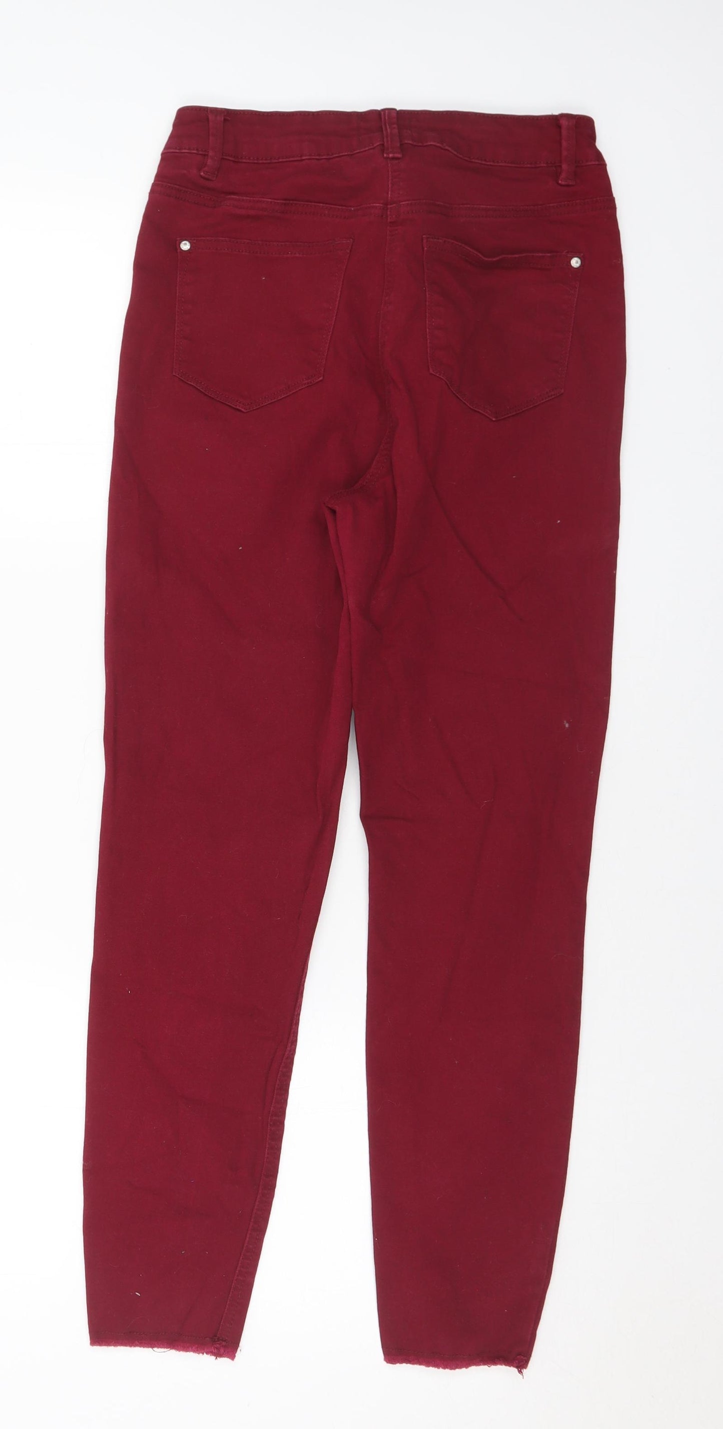 Matalan Womens Red Cotton Skinny Jeans Size 12 L26 in Regular Button