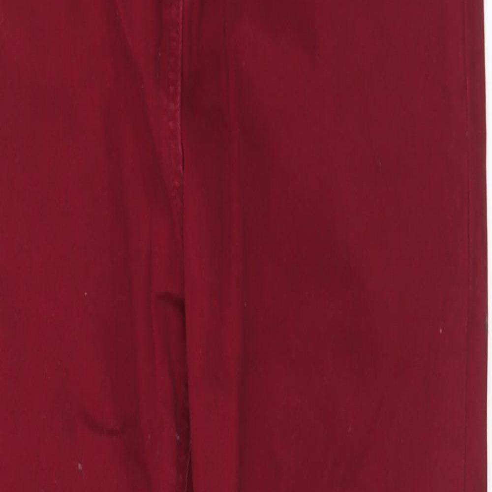 Matalan Womens Red Cotton Skinny Jeans Size 12 L26 in Regular Button