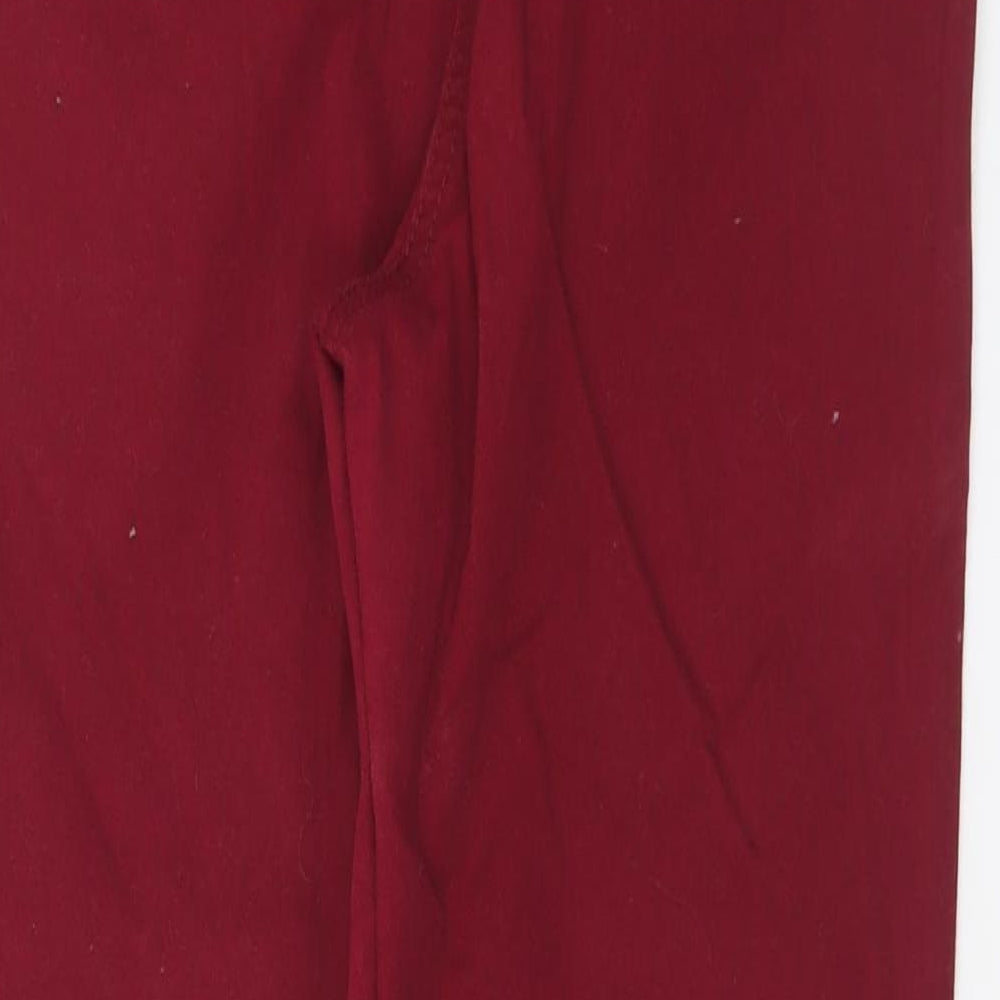 Matalan Womens Red Cotton Skinny Jeans Size 12 L26 in Regular Button