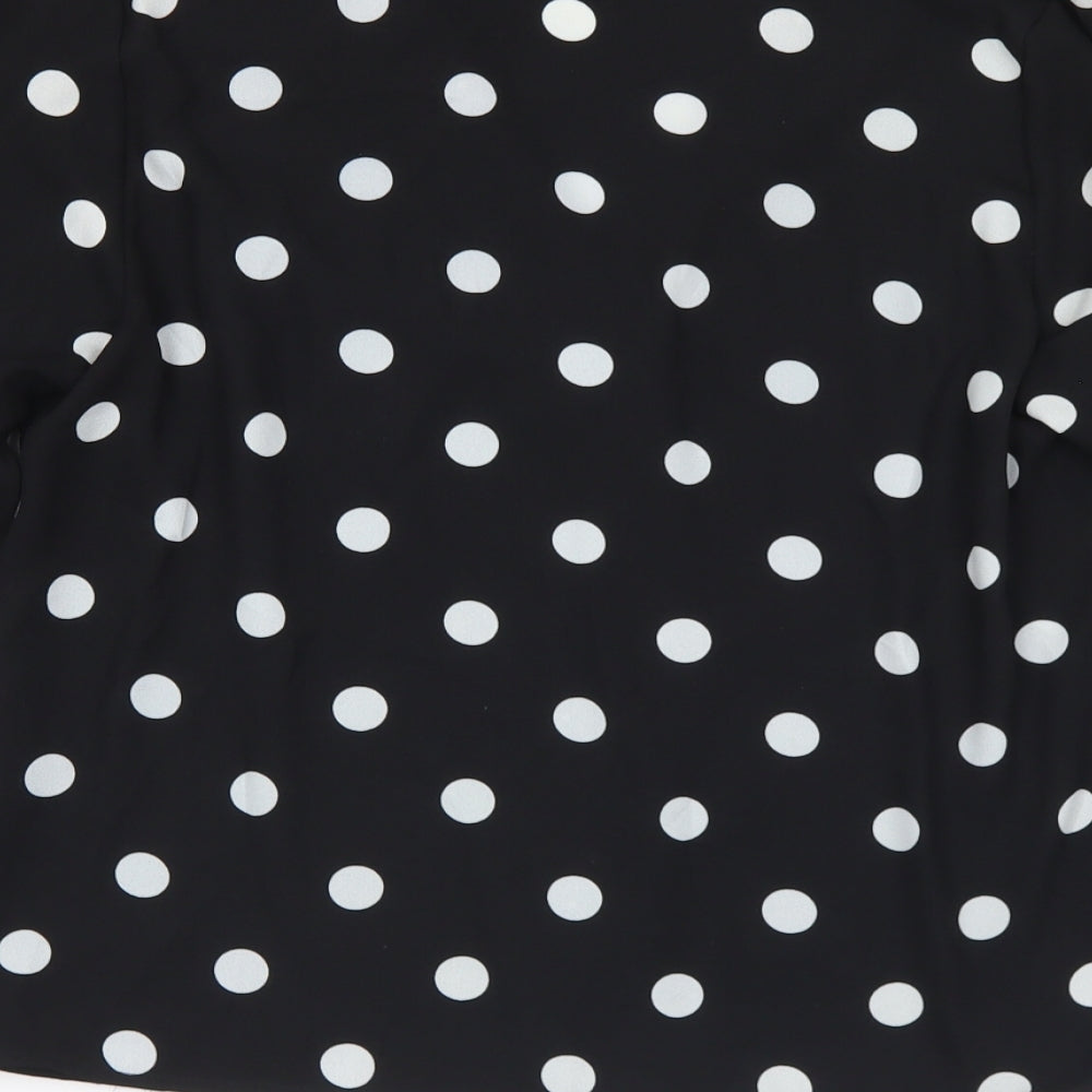 New Look Womens Black Polka Dot Polyester Basic Blouse Size 10 Collared