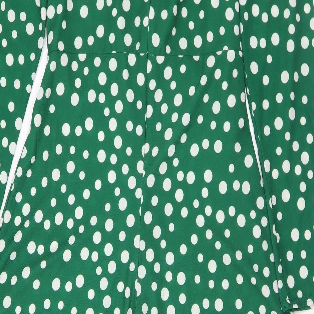 Boohoo Womens Green Polka Dot Viscose Jumpsuit One-Piece Size 12 Zip
