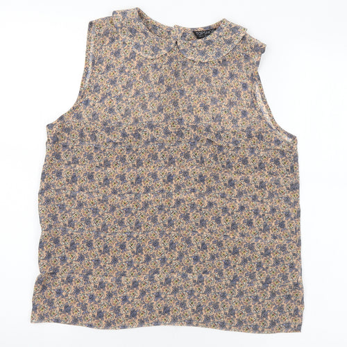 Topshop Womens Multicoloured Floral Polyester Basic Blouse Size 10 Collared
