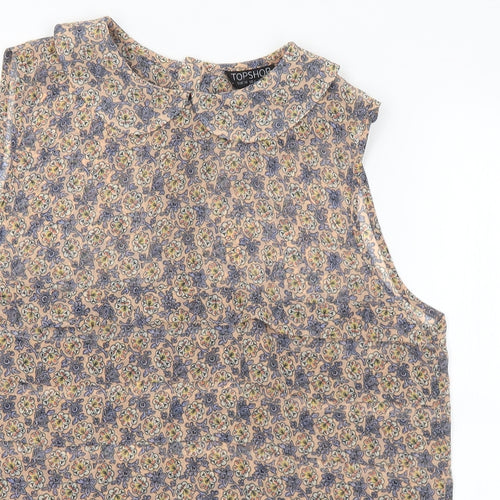 Topshop Womens Multicoloured Floral Polyester Basic Blouse Size 10 Collared