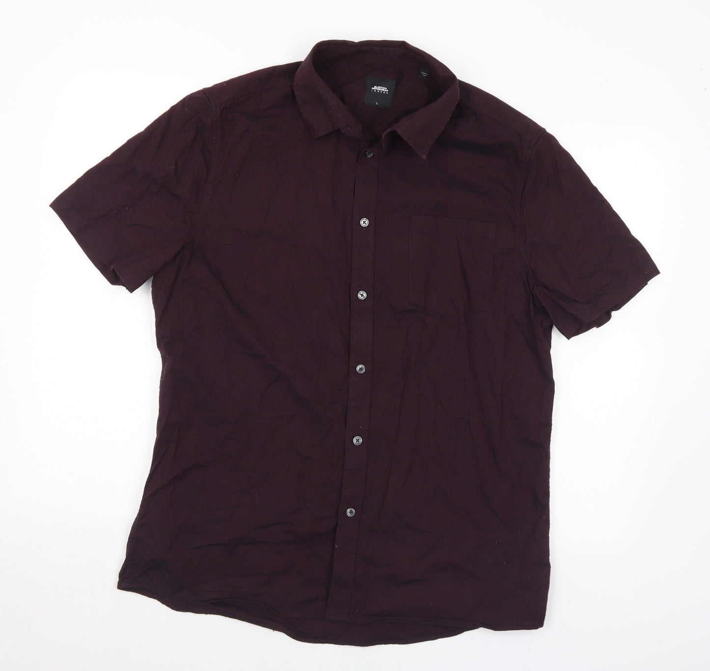 Burton Mens Purple Cotton Button-Up Size L Collared Button