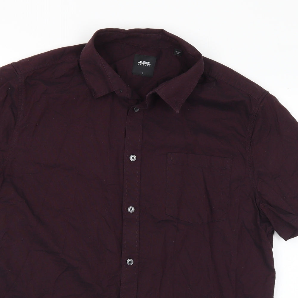 Burton Mens Purple Cotton Button-Up Size L Collared Button