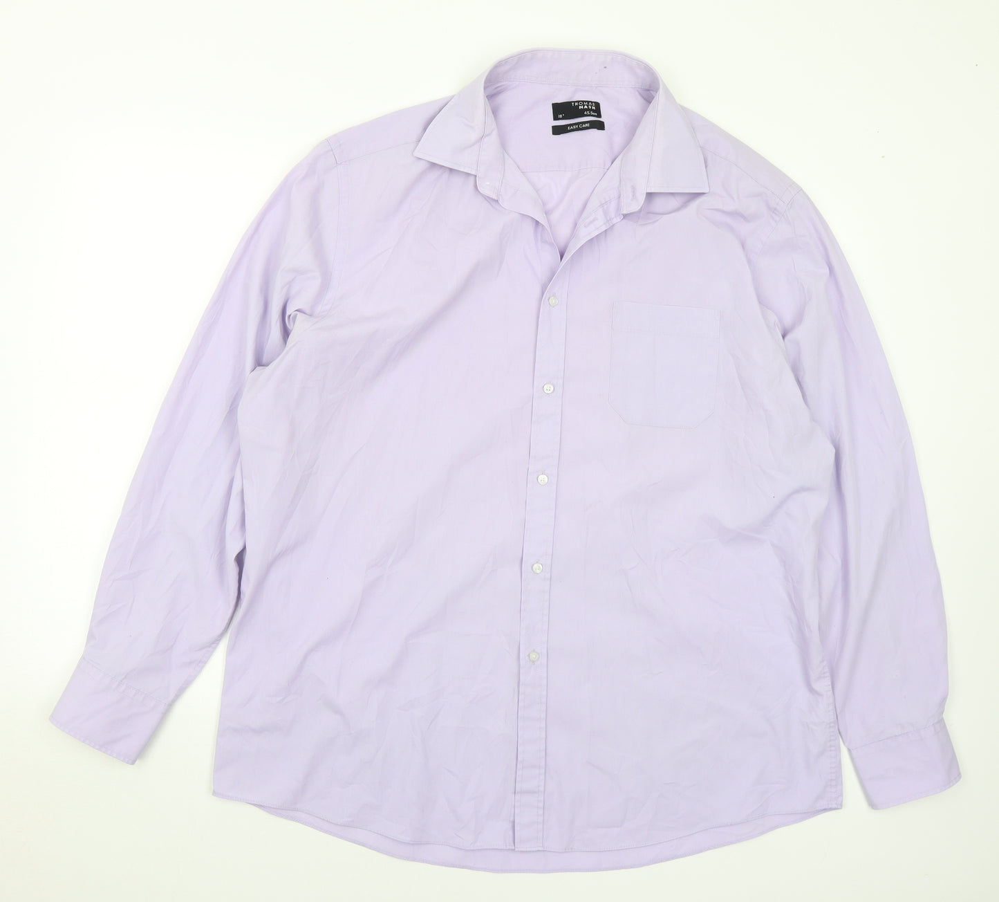 Debenhams Mens Purple Polyester Dress Shirt Size 18 Collared Button