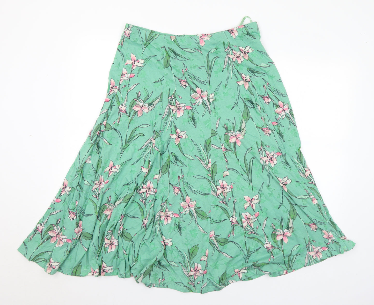 Marks and Spencer Womens Multicoloured Floral Cotton Flare Skirt Size 14