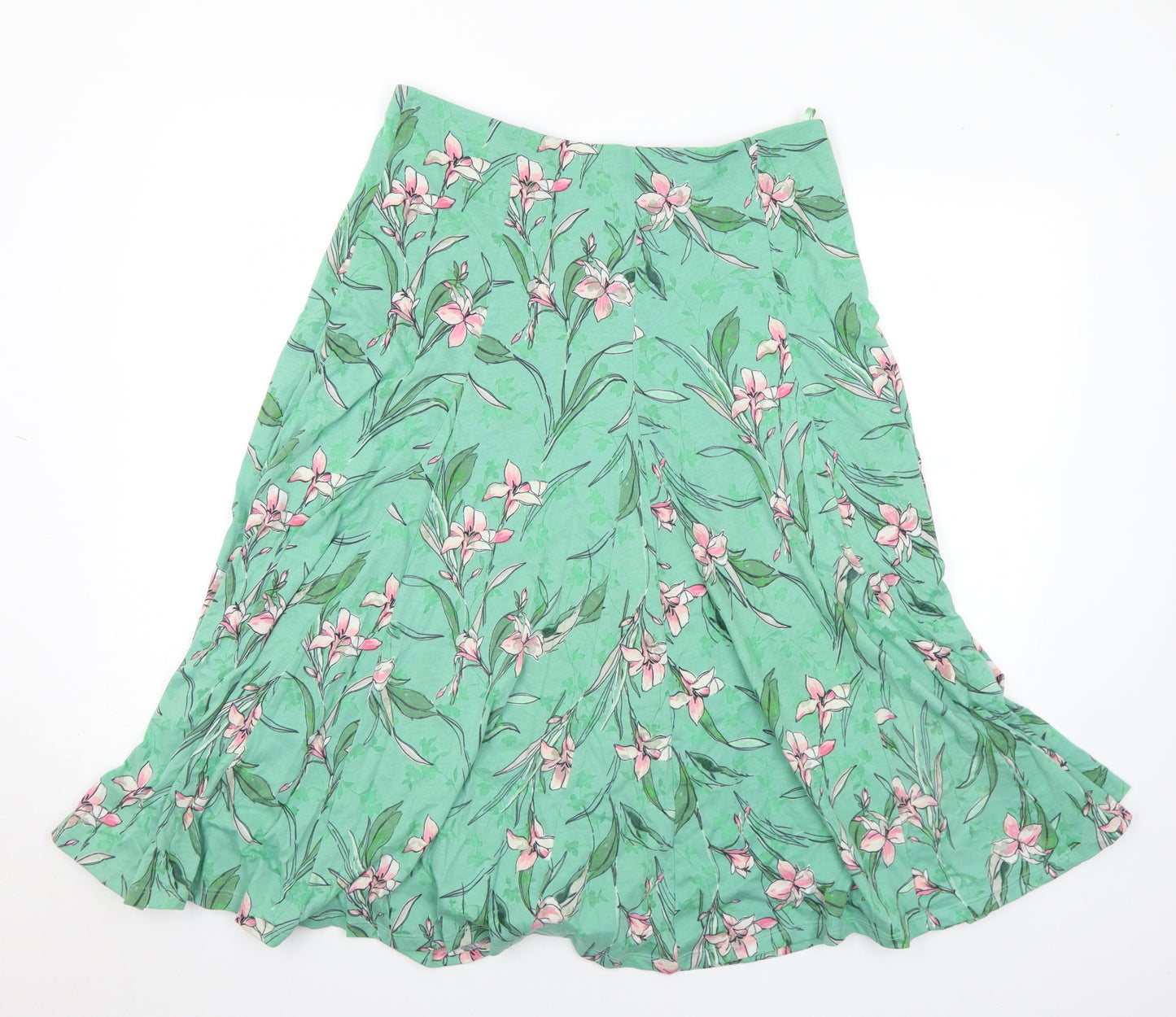 Marks and Spencer Womens Multicoloured Floral Cotton Flare Skirt Size 14