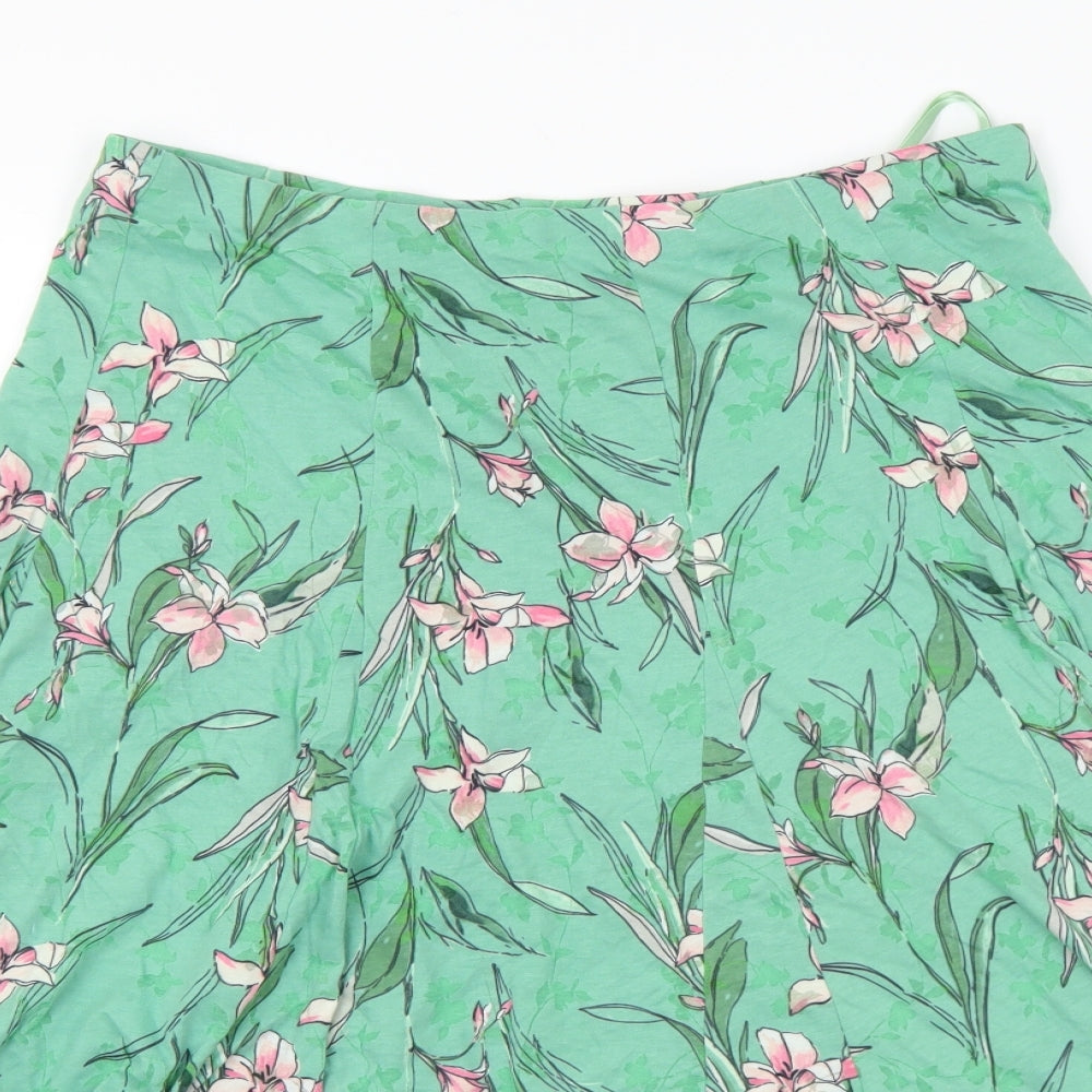 Marks and Spencer Womens Multicoloured Floral Cotton Flare Skirt Size 14