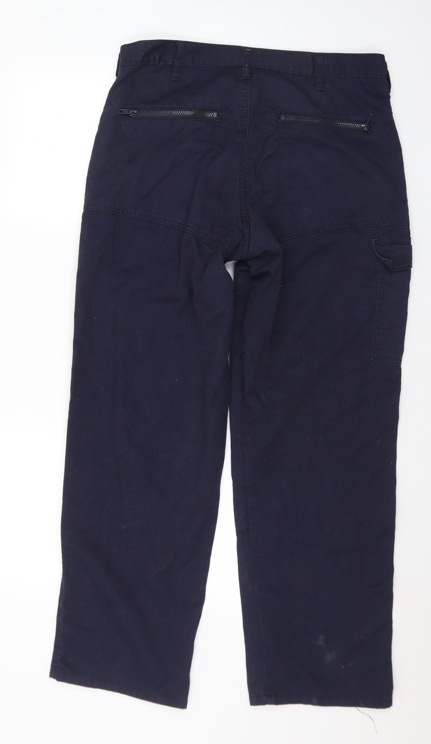 Portwest Mens Blue Polyester Cargo Trousers Size 36 in L31 in Regular Zip
