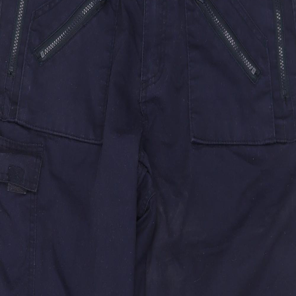 Portwest Mens Blue Polyester Cargo Trousers Size 36 in L31 in Regular Zip