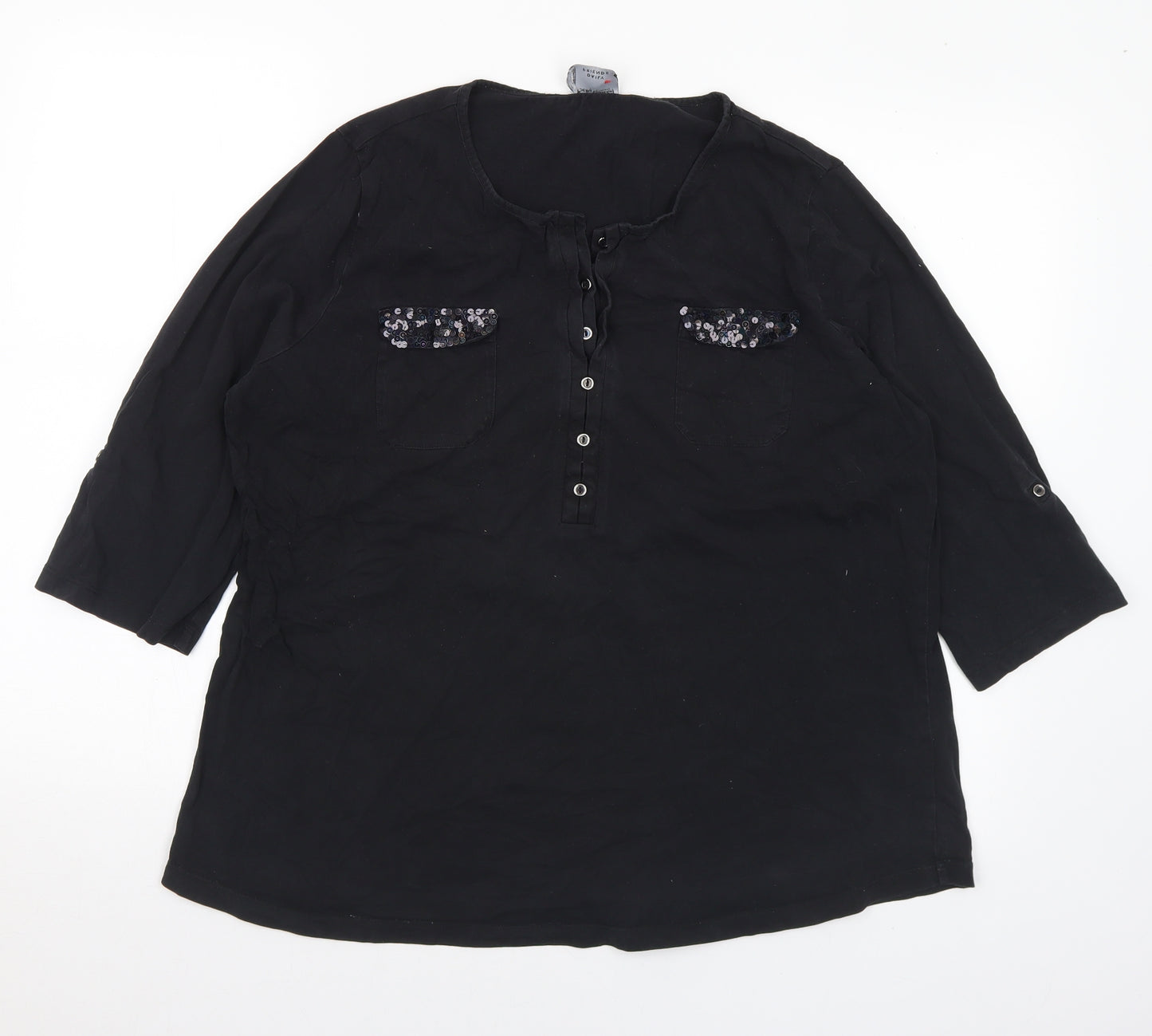 Betty Barclay Womens Black Cotton Basic T-Shirt Size 20 Round Neck