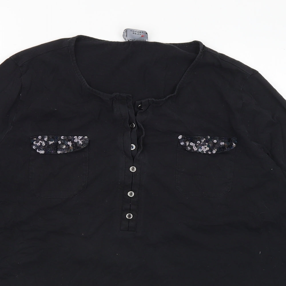Betty Barclay Womens Black Cotton Basic T-Shirt Size 20 Round Neck