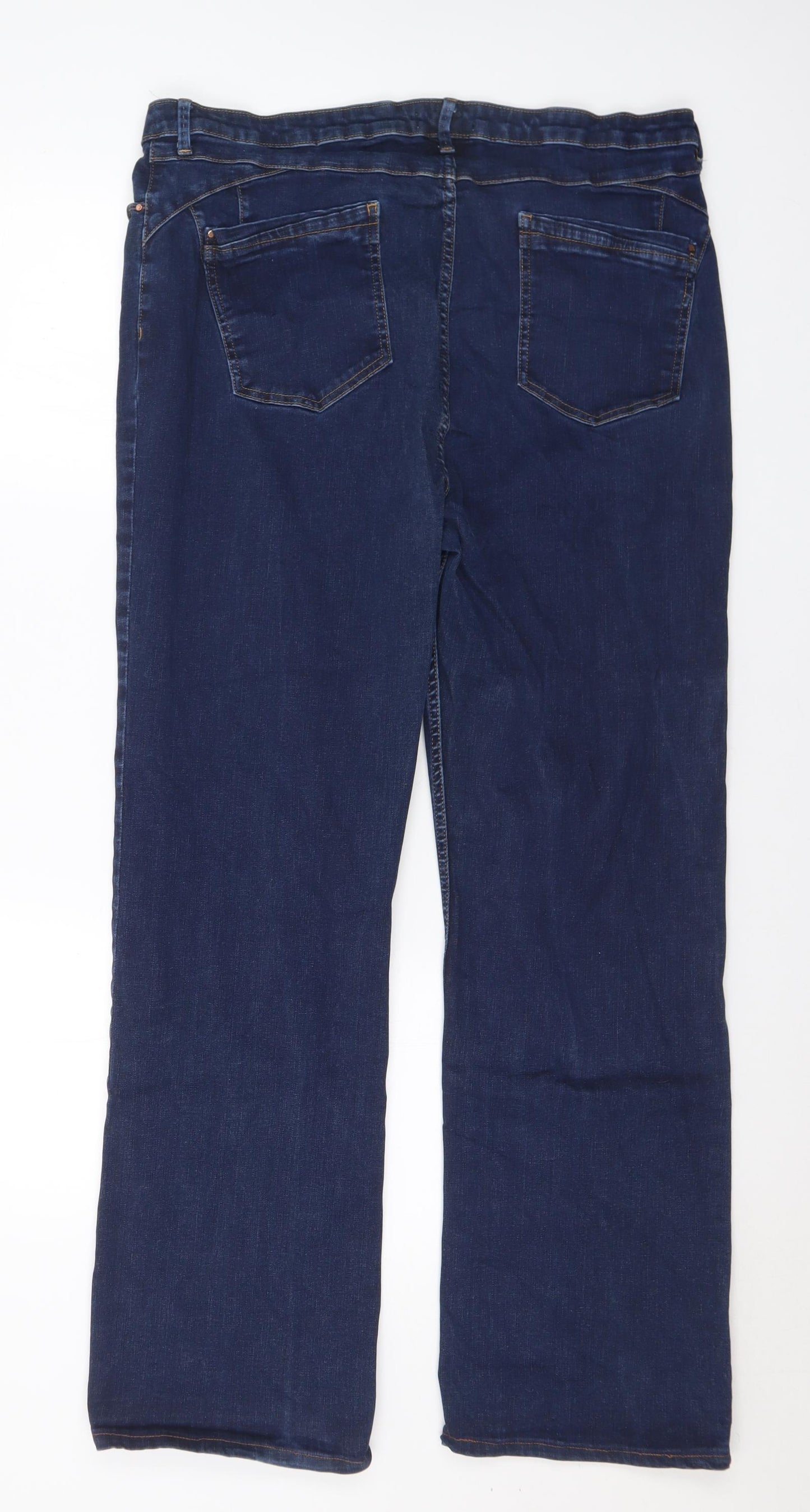 Marks and Spencer Womens Blue Cotton Straight Jeans Size 18 L30 in Regular Button