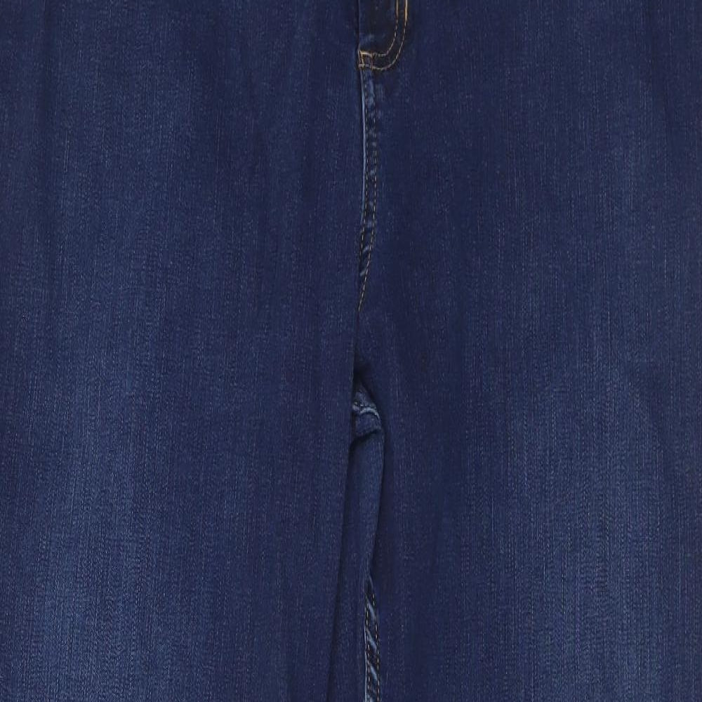 Marks and Spencer Womens Blue Cotton Straight Jeans Size 18 L30 in Regular Button