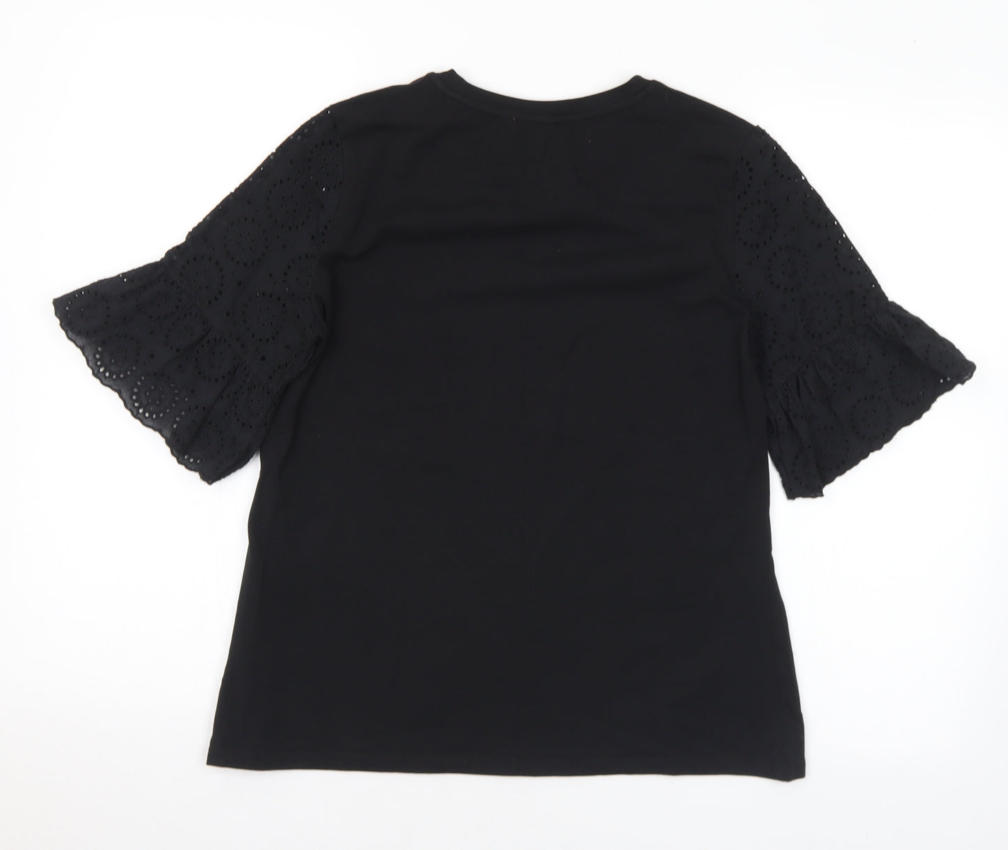Savida Womens Black Cotton Basic T-Shirt Size M Round Neck