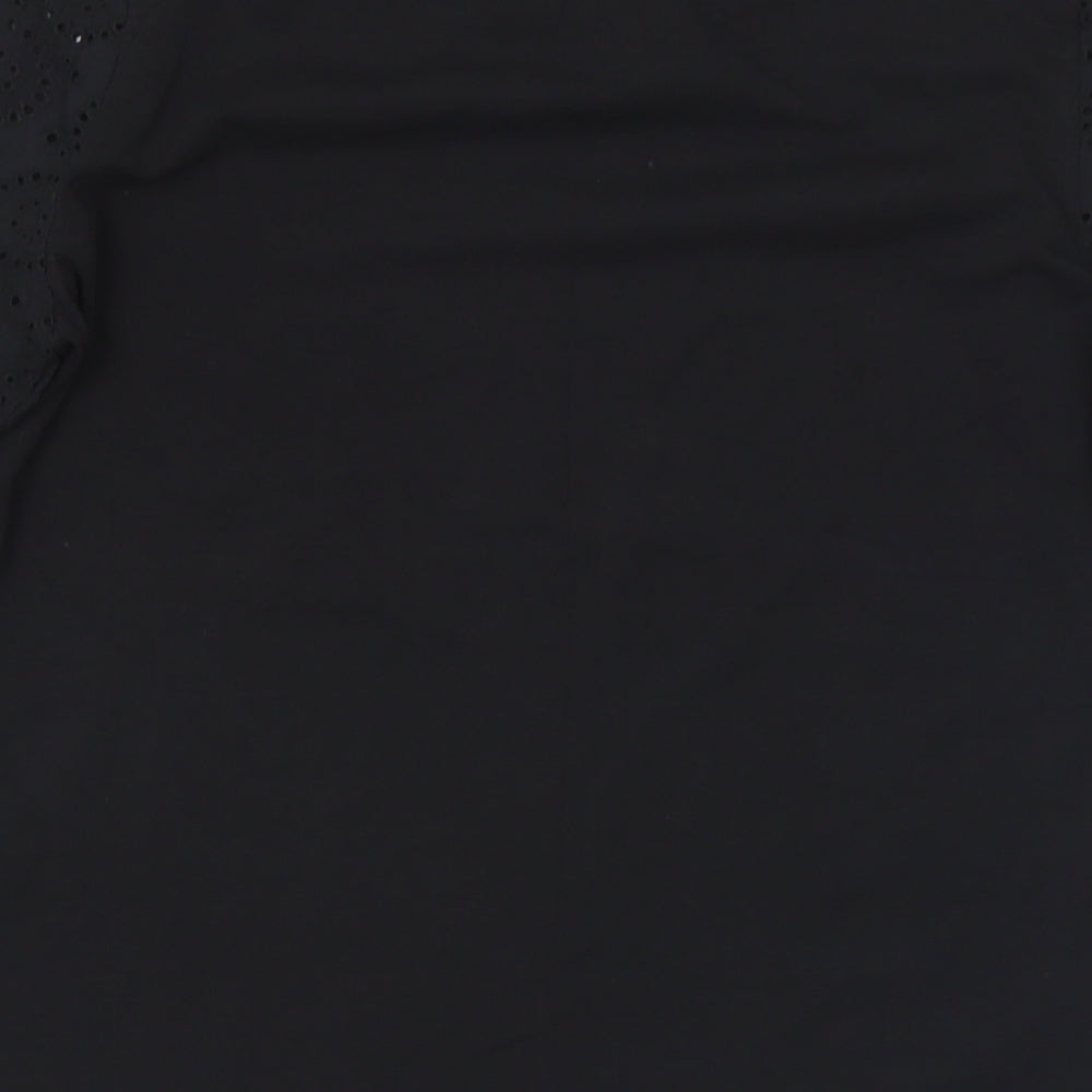 Savida Womens Black Cotton Basic T-Shirt Size M Round Neck