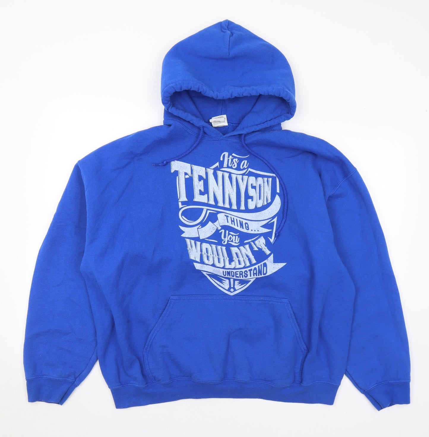 Gildan Mens Blue Cotton Pullover Hoodie Size XL - Tennyson