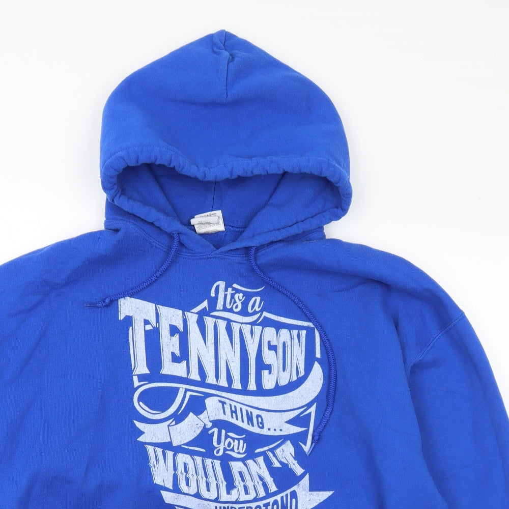 Gildan Mens Blue Cotton Pullover Hoodie Size XL - Tennyson