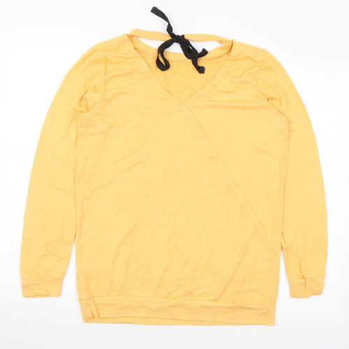 River Island Womens Orange V-Neck Viscose Pullover Jumper Size 10