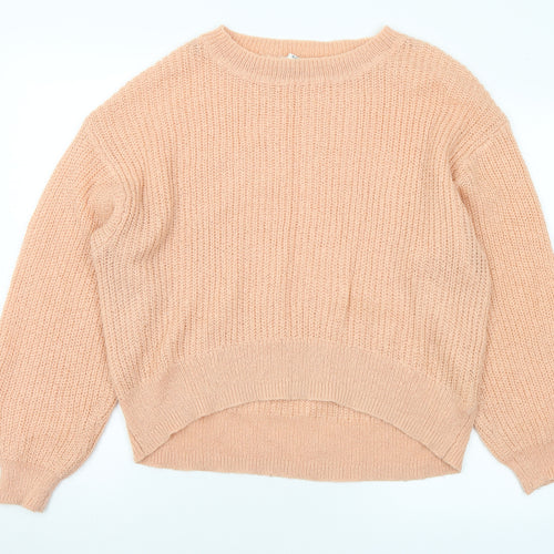 H&M Womens Orange Round Neck Acrylic Pullover Jumper Size S