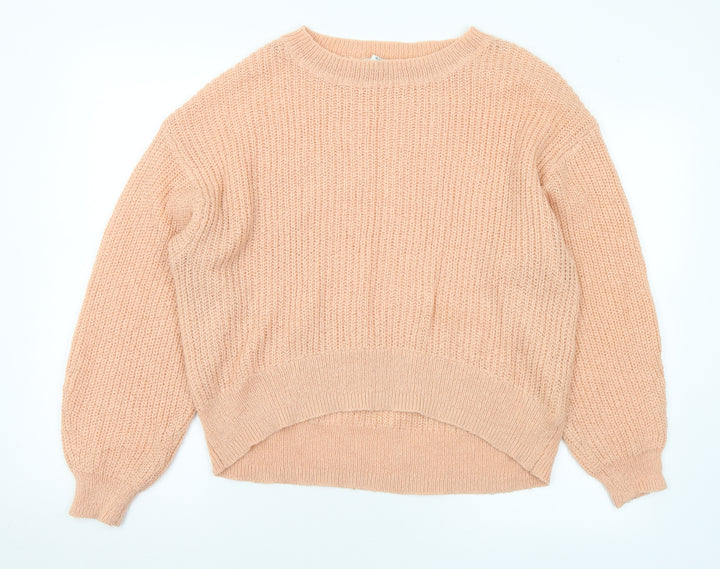 H&M Womens Orange Round Neck Acrylic Pullover Jumper Size S