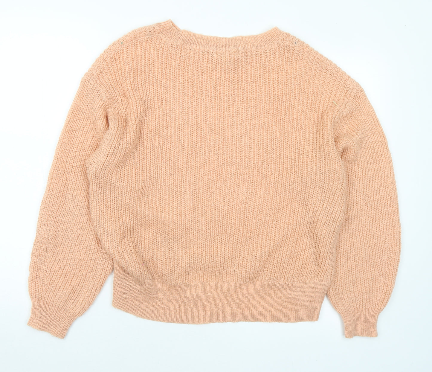 H&M Womens Orange Round Neck Acrylic Pullover Jumper Size S