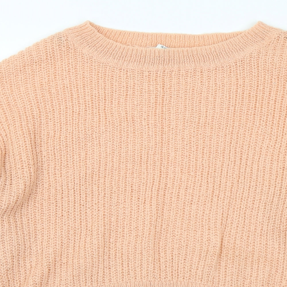 H&M Womens Orange Round Neck Acrylic Pullover Jumper Size S