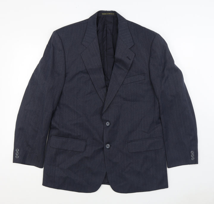 Marks and Spencer Mens Blue Wool Jacket Suit Jacket Size 40
