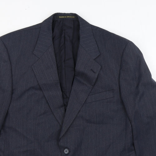 Marks and Spencer Mens Blue Wool Jacket Suit Jacket Size 40