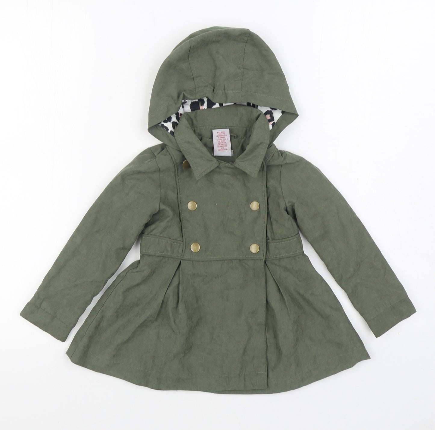 Tahari Girls Green Parka Coat Size 2 Years Button