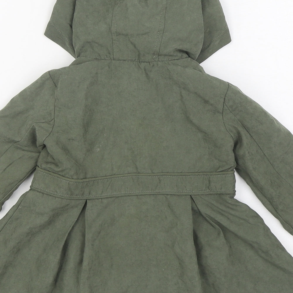 Tahari Girls Green Parka Coat Size 2 Years Button