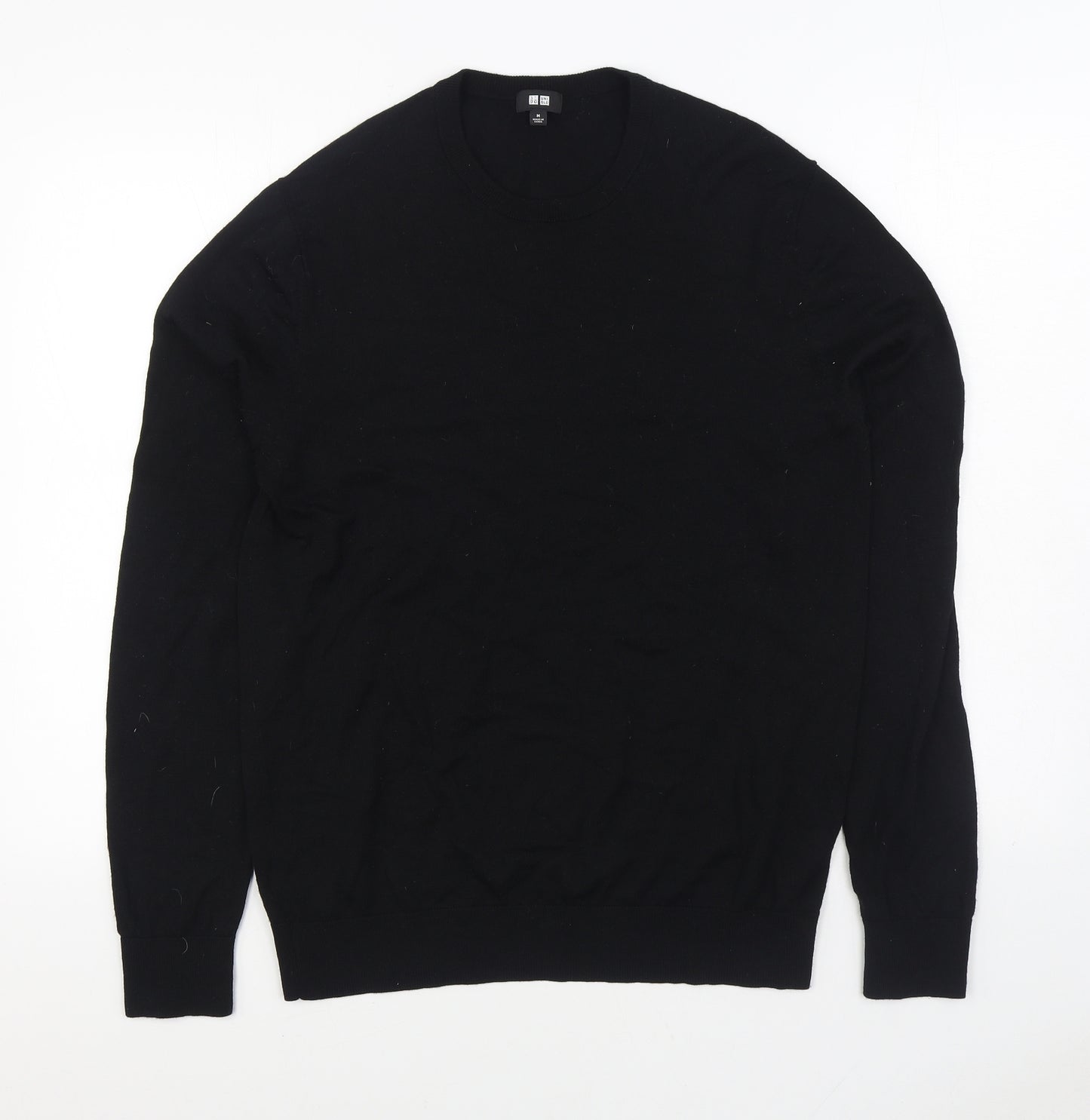 Uni Qlo Womens Black Round Neck Acrylic Pullover Jumper Size M