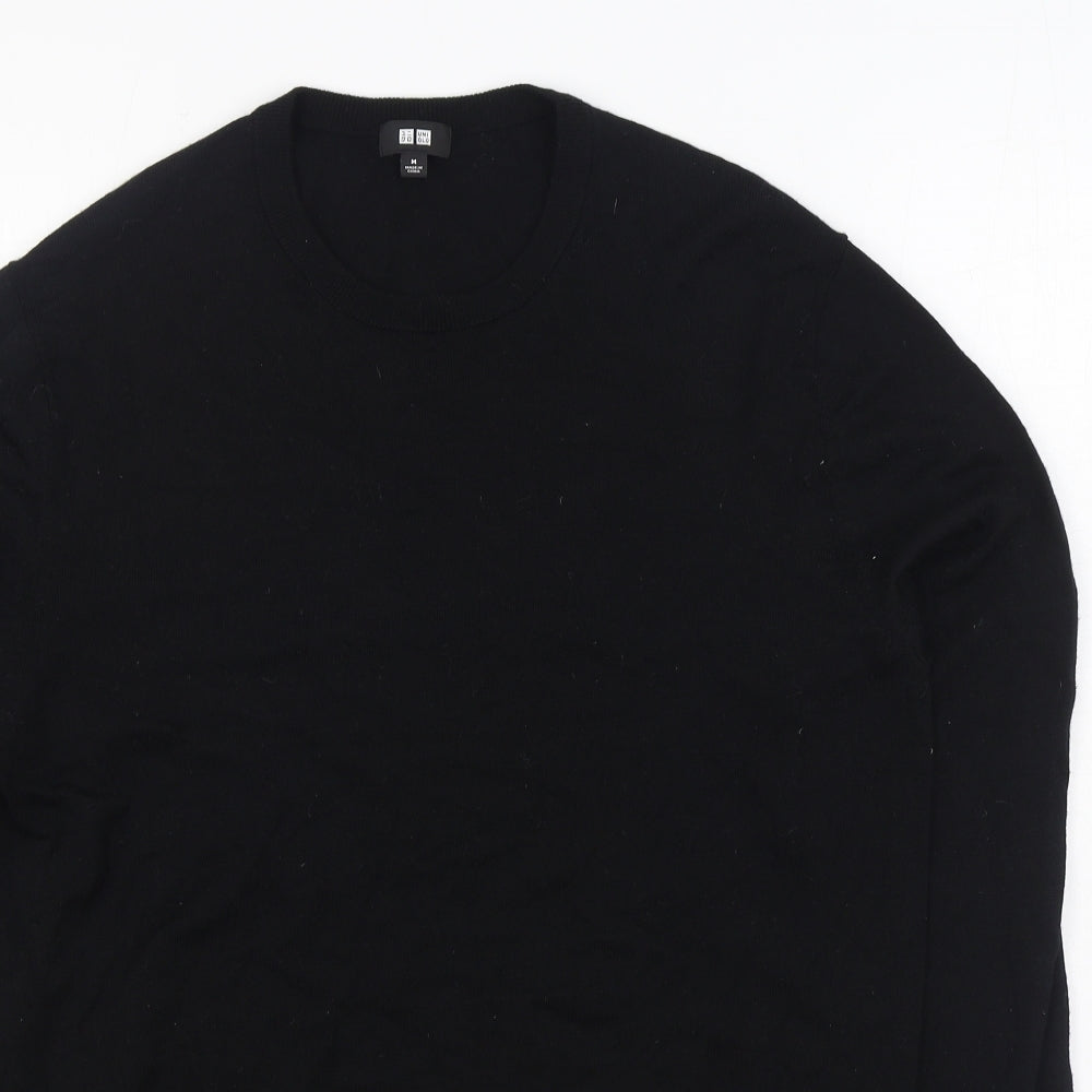 Uni Qlo Womens Black Round Neck Acrylic Pullover Jumper Size M