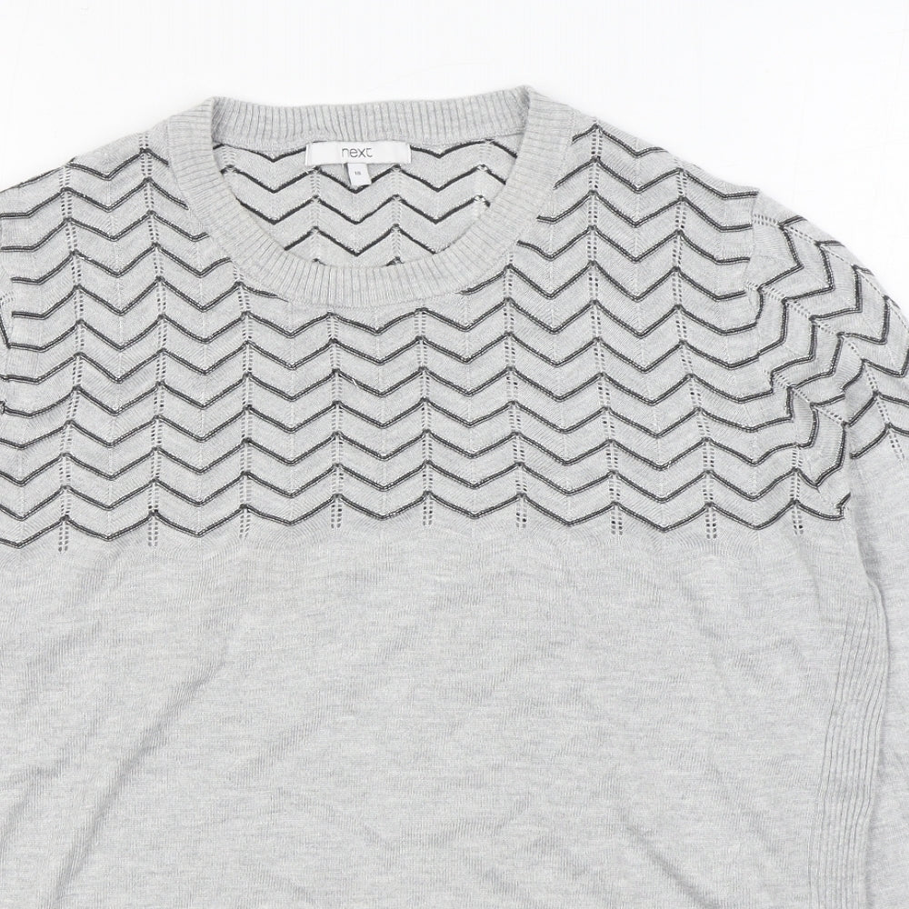 NEXT Womens Grey Round Neck Polyester Pullover Jumper Size 18