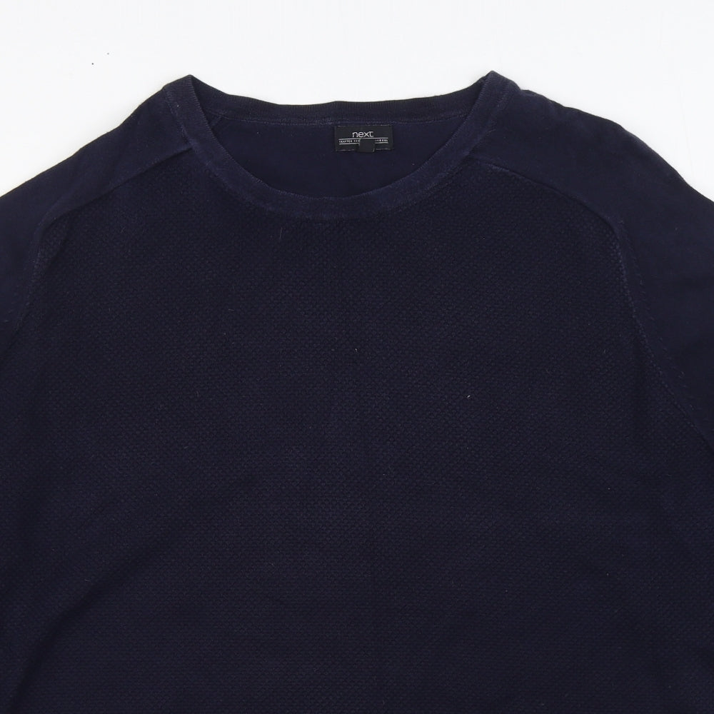 NEXT Mens Blue Round Neck Cotton Pullover Jumper Size 2XL